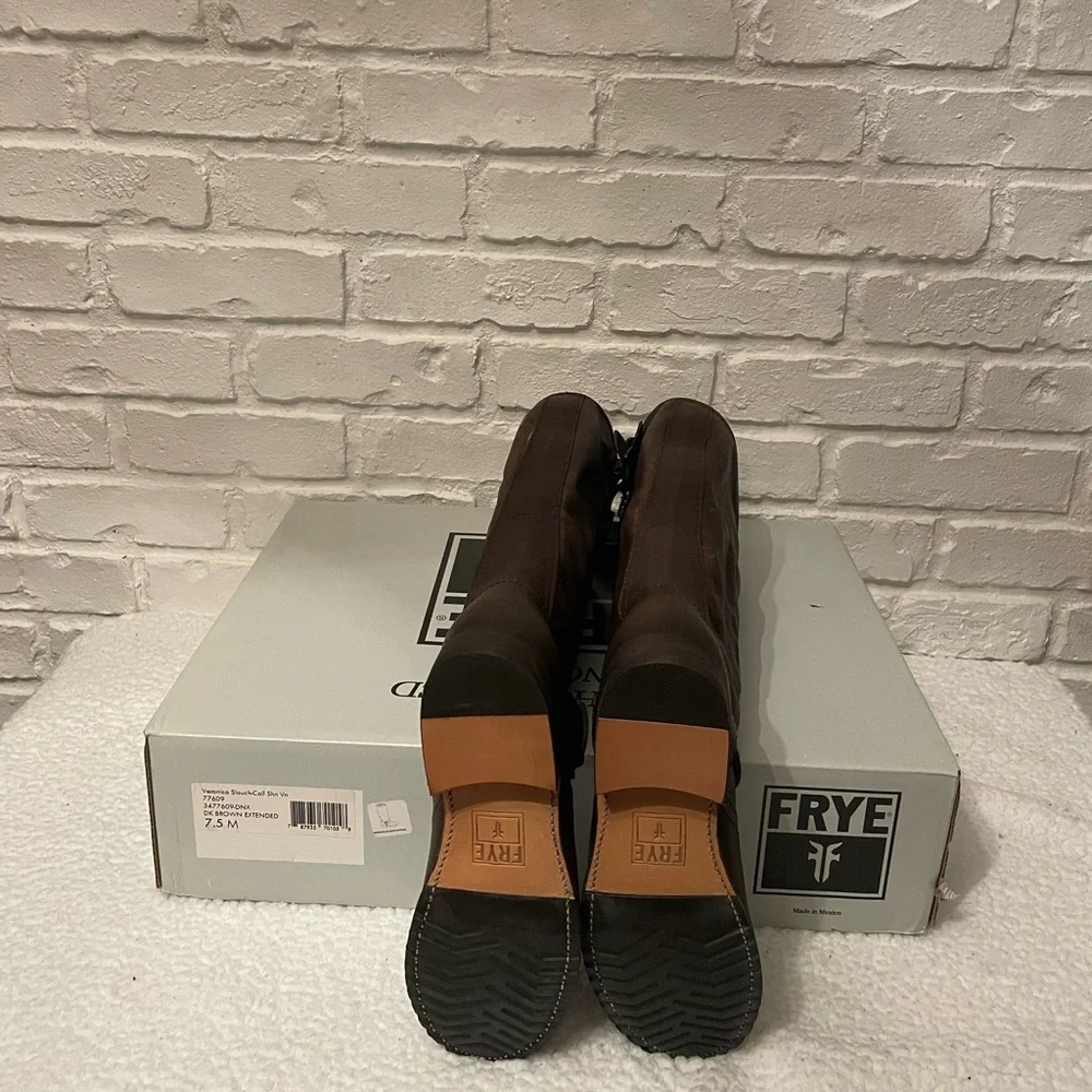 Vintage brand new Frye Dark Brown Leather Veronica Tall Boots - Picture 3 of 3